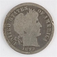 1892 US BARBER SILVER DIME COIN