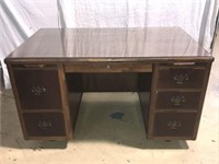 Antique Leopold Executive Desk with a Glass Top