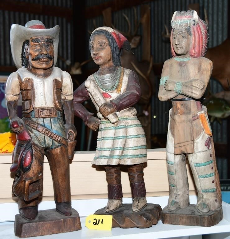 Three Carved Wood Figures