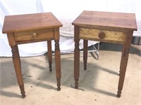 (2) Assorted Antique Side Tables with Drawers
