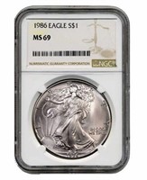 1986 MS69 American Eagle Silver Dollar *1st Year