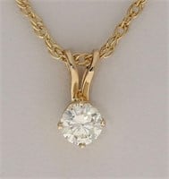 .45 Ct Diamond Solitaire Pendant Necklace 14 Kt
