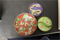 Lot of 3 Antique Chinese Cloisonne Dishes