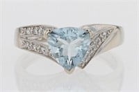 1.35 Ct Aquamarine Diamond Ring 14 Kt