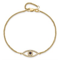 14 Kt Diamond Sapphire Evil Eye Bracelet