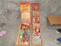 Pair of Antique Hazelle's Marionettes in Boxes