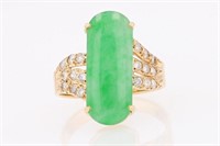 18 Kt Jadeite Jade Diamond Statement Ring