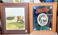 Two Framed Prints, Pepsi, buffalo hunting