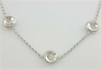 1.35 Ct Diamond By The Yard Station Necklace 14 Kt