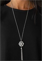 Flower Pendant Necklace with Tassel