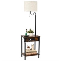 FIMEI Floor Lamp with Table, End Table with...