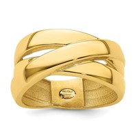 14K Polished Wide Criss Cross Ring