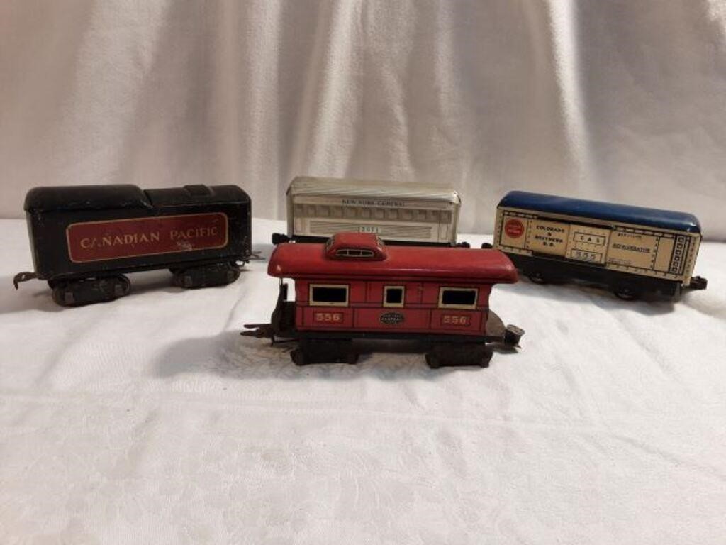 Antique Marx Toys Litho Tin Train Cars