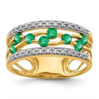 .45 Ct Diamond Emerald Band Ring 14 Kt