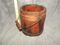 ANTIQUE / Primitive 6.5" Wood Firkin Sugar Bucket