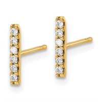 14 Kt Diamond Bar Modern Design Earrings