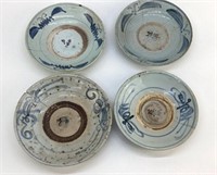 4 antique Chinese bowls shipwreck found 8-9"