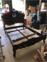 Antique Victorian Queen-Size Wooden Bed Frame
