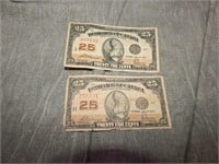 1923 Canada 25 Cent Banknotes