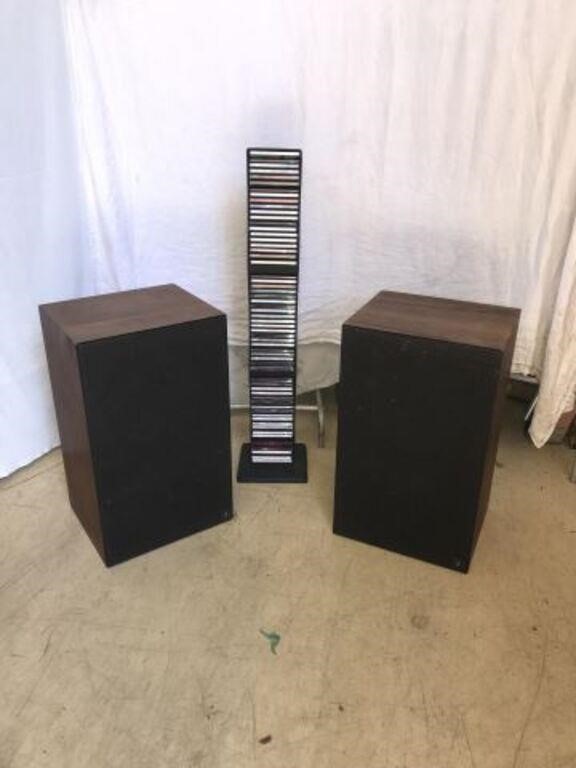 Vintage JBL 88 Floor Speakers + CD Storage Holder