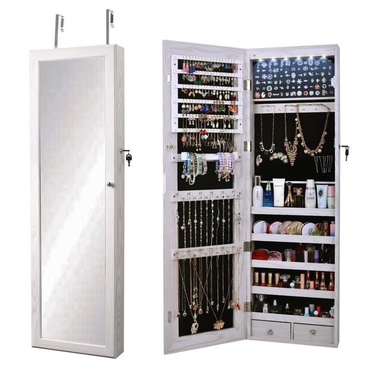 soges Jewelry Cabinet with Full Length Mirror,...