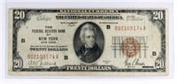 1929 US $20 NATIONAL CURRENCY NOTE - NEW YORK