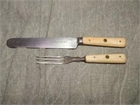 Civil War Era Childs Bone Handles Knife & Fork