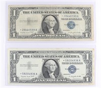 (2) x **STAR NOTE** $1 SILVER CERTIFICATE NOTES