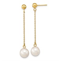 14 Kt Fresh Water Pearl Dangle Earrings