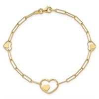 14 Kt Fancy Link Heart Design Bracelet