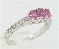 .75 Ct Pink Sapphire Diamond Ring 14 Kt