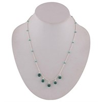 Sterling Silver Green Onyx Briolette Necklace