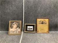 Framed Photograph, Print, and Embroidery Art