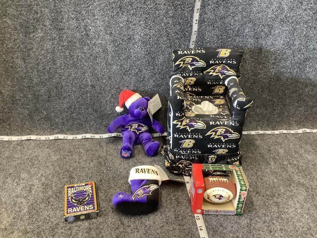 Ravens Beanie Baby, Decor, and Playing Card Bundle