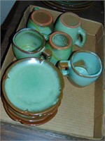 Flat of Frankoma mugs & Saucers