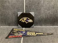 Ravens vs Giants Banner and Ravens Logo on Canvas