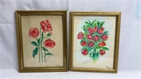 4 Water Color Floral Paintings