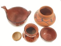 (5pc) Maricopa Red Ware & Hopi Pottery