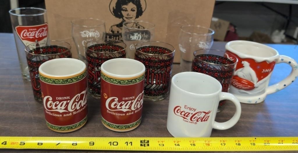 RETRO LOT OF COCA COLA GLASSES AND MUGS