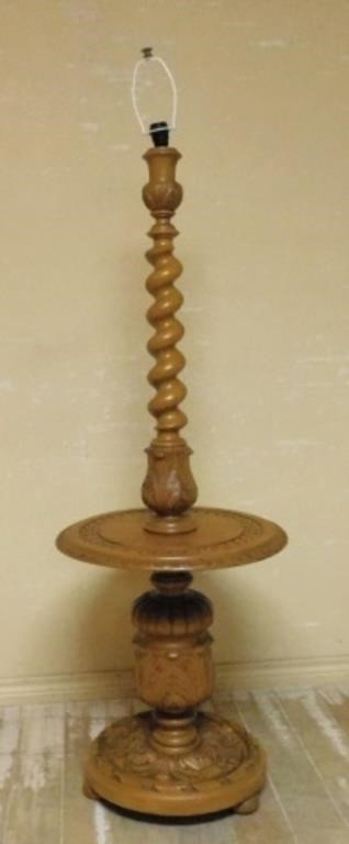 Barley Twist Oak Standing Lamp.