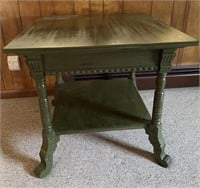 Rustic Painted Green End Table
