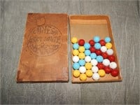 Orig. AKRO Box with Chinese Checker Marbles