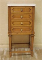 French Marble Top Oak Side Chest.