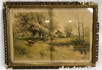 Farm Scene Print Framed By Carl Weber