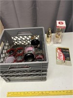 Crate With Coke Glasses & Gold Bottles