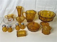 Lot of Vintage Fostoria Amber Coin Glass Pieces