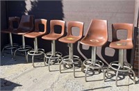 7 Mid Century Orange Swivel Chairs