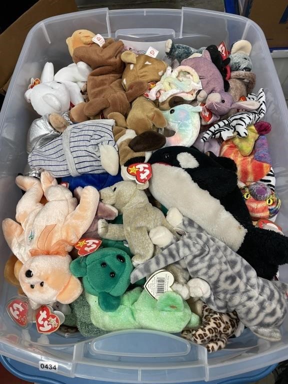 Tub of Beanie Babies With Tags