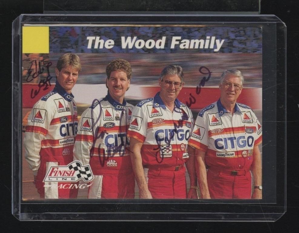 **SIGNED** WOOD FAMILY NASCAR RACING CARD