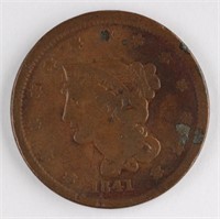 1841 US LARGE ONE CENT COIN